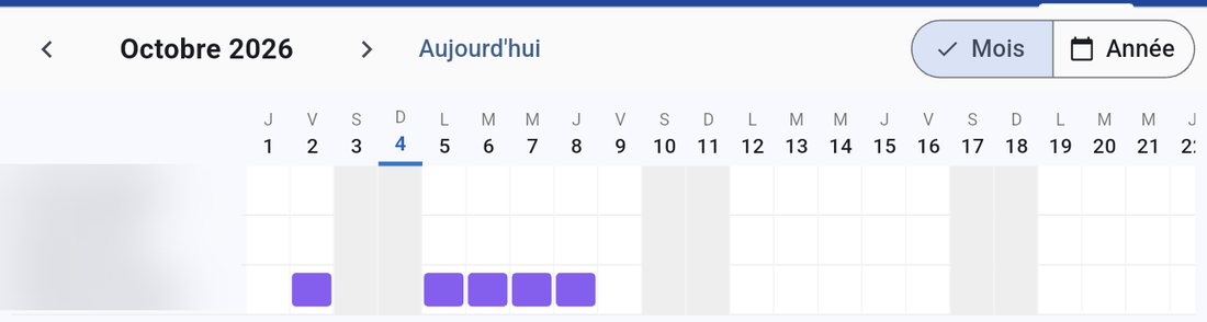 Planning des congés de l'équipe