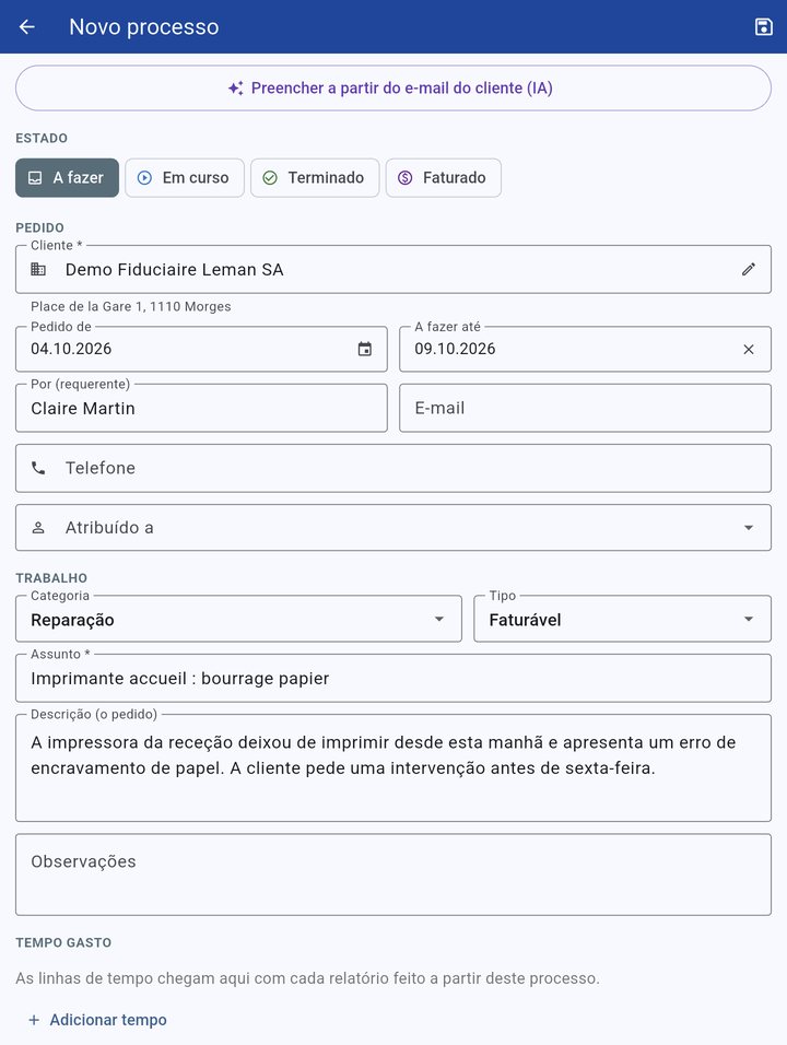 Processo preenchido pela IA a partir do e-mail do cliente